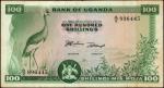 UGANDA. Bank of Uganda. 100 Shillings, 1966. P-4a. Fine.