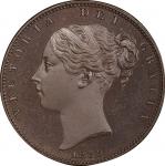 英国(GB), 1839, 銅(Cu), ﾌｧｰｼﾞﾝｸﾞ Farthing, PCGS PR65, 未使用プルーフ, UNCProof, ヴィクトリア女王像／ブリタニア座像 1ファージング銅貨 18