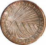 GUATEMALA. Central American Republic. 8 Reales, 1824-NG M. Nueva Guatemala Mint. NGC AU-55.