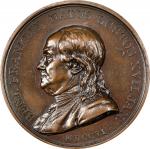 1786 Benjamin Franklin Born Boston Medal. Betts-620. Copper, 45.8 mm. Original dies. MS-62 BN (PCGS)