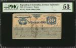 COLOMBIA. Republica de Colombia Correos Nacionales. 30 Centavos, 1890. P-Unlisted. PMG About Uncircu