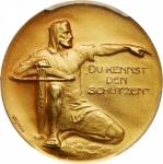 SWITZERLAND. Aargau Shooting Festival Matte Gold Medal, 1924. PCGS SPECIMEN-68.