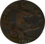 1787 New Jersey Copper. Maris 34-J, W-5115. Rarity-3. Sprig Above Plow, Deer Head. Very Good.