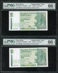 香港补版纸币一组6枚，包括1994年渣打银行10元2枚，编号Z087185及Z087398，1996年汇丰银行20元2枚，编号ZZ127434及ZZ127435，1994年中国银行20元2枚，编号ZZ