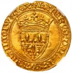 FRANCE, Toulouse mint, gold ecu dor, Charles VI (1380-1422), pellet below fifth letter, 3rd emission