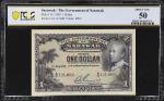 1929年沙捞越政府银行壹圆。SARAWAK. Government of Sarawak. 1 Dollar, 1929. P-14. PCGS Banknote About Uncirculate