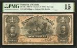1898年加拿大1元。 CANADA. Dominion of Canada. 1 Dollar, 1898. DC-13c. PMG Choice Fine 15.