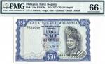 50 Ringgit, 2nd Series Ismail Md.Ali (KNB10d:P10a*) Replacement, S/no. Z/1 504912, PMG 66EPQ
