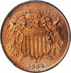 1864 Two-Cent Piece. Large Motto. MS-66+ RB (PCGS). CAC.