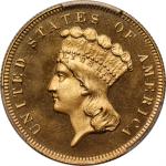 1877 Three-Dollar Gold Piece. JD-1, the only known dies. Rarity-6+. Proof-66+ Deep Cameo (PCGS).