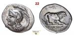 LUCANIA - Velia - (300-280 a.C.)  Didramma (o Statere) D/ Testa elmata di Atena  R/ Leone gradiente;