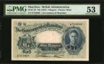 MAURITIUS. Government of Mauritius. 5 Rupees, ND (1937). P-22. PMG About Uncirculated 53.