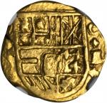 COLOMBIA. 2 Escudos, ND (1628-35). Cartagena Mint, Assayer E. Philip IV (1621-65). NGC AU Details--E