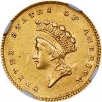 1854 Gold Dollar. Type II. AU-58 (NGC).