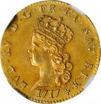 FRANCE. 1/2 Louis dOr, 1717-A. Paris Mint. Louis XV. NGC Unc Details--Cleaned.