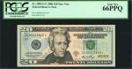 Lot of (2) Fr. 2093-G* & 2095-B*. 2006-09 $20  Federal Reserve Star Notes. PCGS Currency Gem New 66 