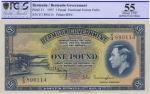 Bermuda; "Bermuda Government", 1937, 1 Pound, P.#11, sn. T/3 890114, fractional format prefix, AU.(1