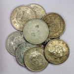 Group Lots - China，CHINESE CHOPMARKS: JAPAN: LOT of 9 coins, including silver yens, Meiji year 19 (1