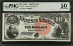 Fr. 107. 1880 $10 Legal Tender Note. PMG About Uncirculated 50.