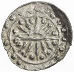 HALIN: AR ¼ unit  (2.31g), 9th/10th century, Mahlo-8c.3var, rising sun, 6 pellets // srivatsa, bhadr