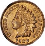 1908-S Indian Cent. MS-64 RB (NGC). CAC.