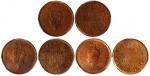 印度铜币1/4安那3枚一组，包括1939，1940及1941年，分别评PCGS MS64RB， MS65RB及MS65RB。India, group of 3x 1/4 anna, 1939, 194