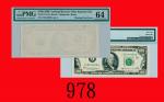 1990年美国纸钞100元错体票：背缺印U.S.A.: $10, 1990, s/n J18444908A, error: missing print. PMG 64 Choice UNC