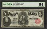 Fr. 80. 1880 $5  Legal Tender Note. PMG Choice Uncirculated 64.