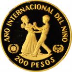 1982-CHI年200比索金币 DOMINICAN REPUBLIC. 200 Pesos, 1982-CHI. NGC PROOF-69 ULTRA CAMEO.