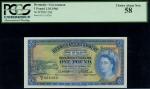Bermuda Government, £1, 1st October 1966, serial number N/2 624380, blue, green and orange, Somerset