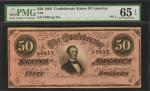T-66. Confederate Currency. 1864 $50. PMG Gem Uncirculated 65 EPQ.