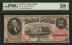 Fr. 43. 1874 $2 Legal Tender Note. PMG Choice About Uncirculated 58 EPQ.