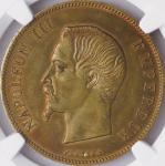 フランス (France) ナポレオン3世像 100フラン銅メッキ試鋳貨(Essai) 1855年 ／ Napoleon III 100 Francs Bronze Essai
