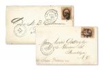 ca. 1870-73, Two US-franked covers sent from Japan, the first franked by 1870-71 10&cent; brown Jeff