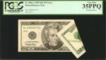 Fr. 2086-J. 1999 $20  Federal Reserve Note. Kansas City. PCGS Currency Very Fine 35 PPQ. Printed Fol