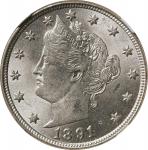 1891 Liberty Head Nickel. MS-64 (NGC).