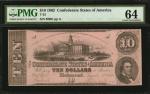T-52. Confederate Currency. 1862 $10. PMG Choice Uncirculated 64.