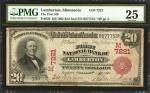 Lamberton, Minnesota. $20 1902 Red Seal. Fr. 639. The First NB. Charter #7221. PMG Very Fine 25.