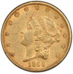 1866-S自由像双鹰金币 PCGS AU 58 1866-S Liberty Head Double Eagle