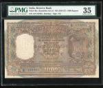 1954-57年印度储备银行1000卢比，无日期，孟买地名，编号 A/0 155223，Rama Rau签名，PMG 35，有钉孔及墨渍，罕见。Reserve Bank of India, 1000 