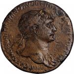 TRAJAN, A.D. 98-117. AE Sestertius (24.68 gms), Rome Mint, ca. A.D. 104/5-107. NEARLY VERY FINE.