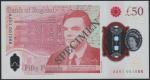 Bank of England, £50, 23 June 2021, serial number AA01 001066, red, Queen Elizabeth II at right and 