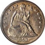 1853 Liberty Seated Silver Dollar. OC-1. Rarity-2. AU-58 (NGC).