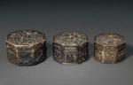 民国时期“四君子图”八方形银盒一套3件 极美