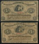 El Banco Oxandaburu y Garbino, Argentina, 4 Reales Bolivianos, 2 January 1869, red serial numbers, b