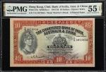 1956年印度新金山中国渣打银行拾圆。HONG KONG. Chartered Bank of India, Australia & China. 10 Dollars, September 1956