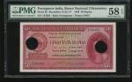 1945年葡属印度大西洋国海外汇理银行50卢比，编号154465，打孔注销，PMG 58EPQ。Portuguese India, Banco Nacional Ultramarino, 50 rup