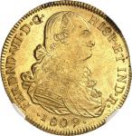 COLOMBIEFerdinand VII (1808-1833). 8 escudos 1809 JF, NR, Nuevo Reino (Santa Fé de Bogota).