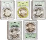 Lot of (5) 1884-O Morgan Silver Dollars. MS-63 (PCGS). OGH.