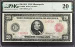 Fr. 960a. 1914 Red Seal $20 Federal Reserve Note. Minneapolis. PMG Very Fine 20.